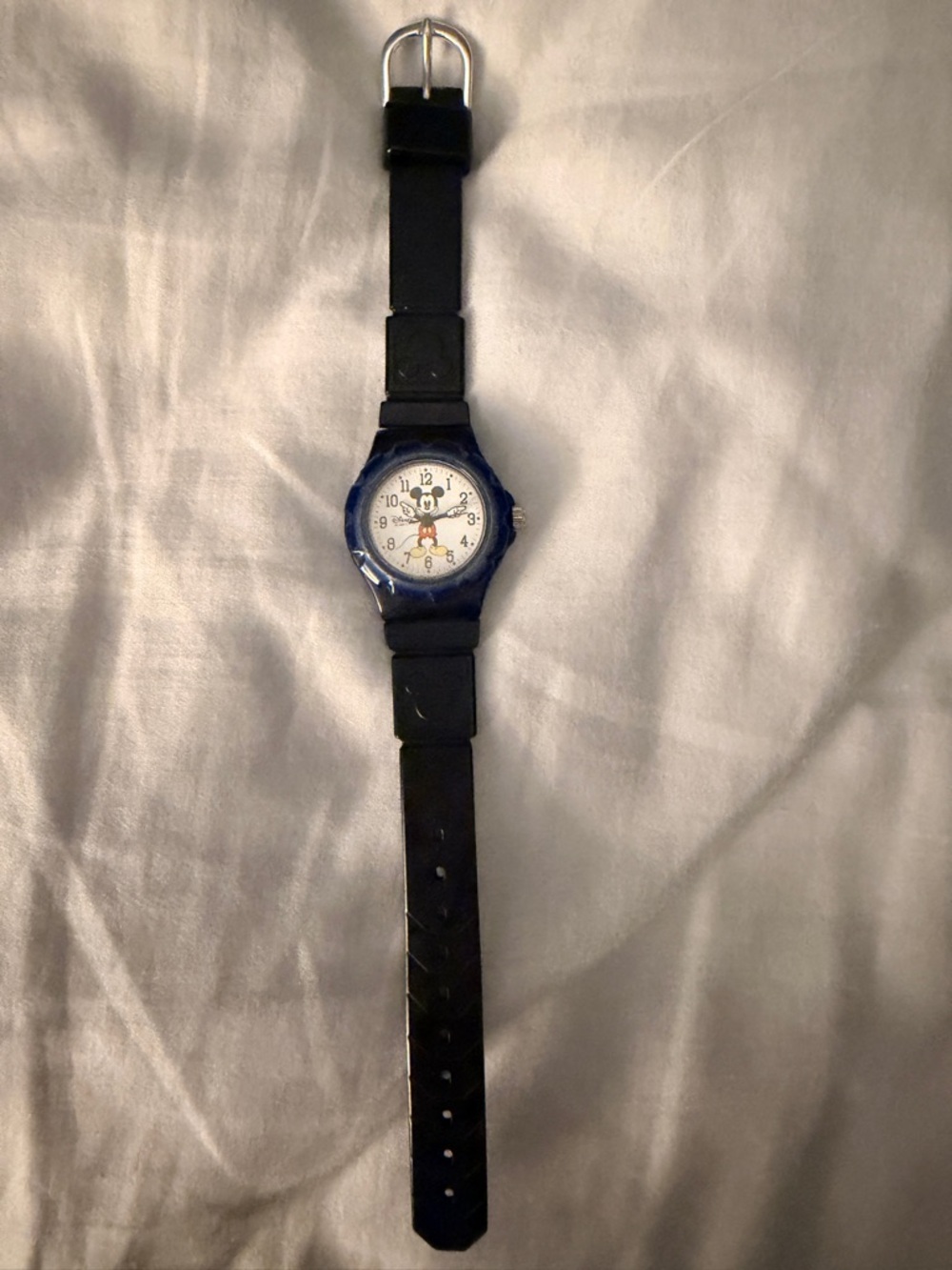 Disney Black Strap Watch with Blue Case and White Dial